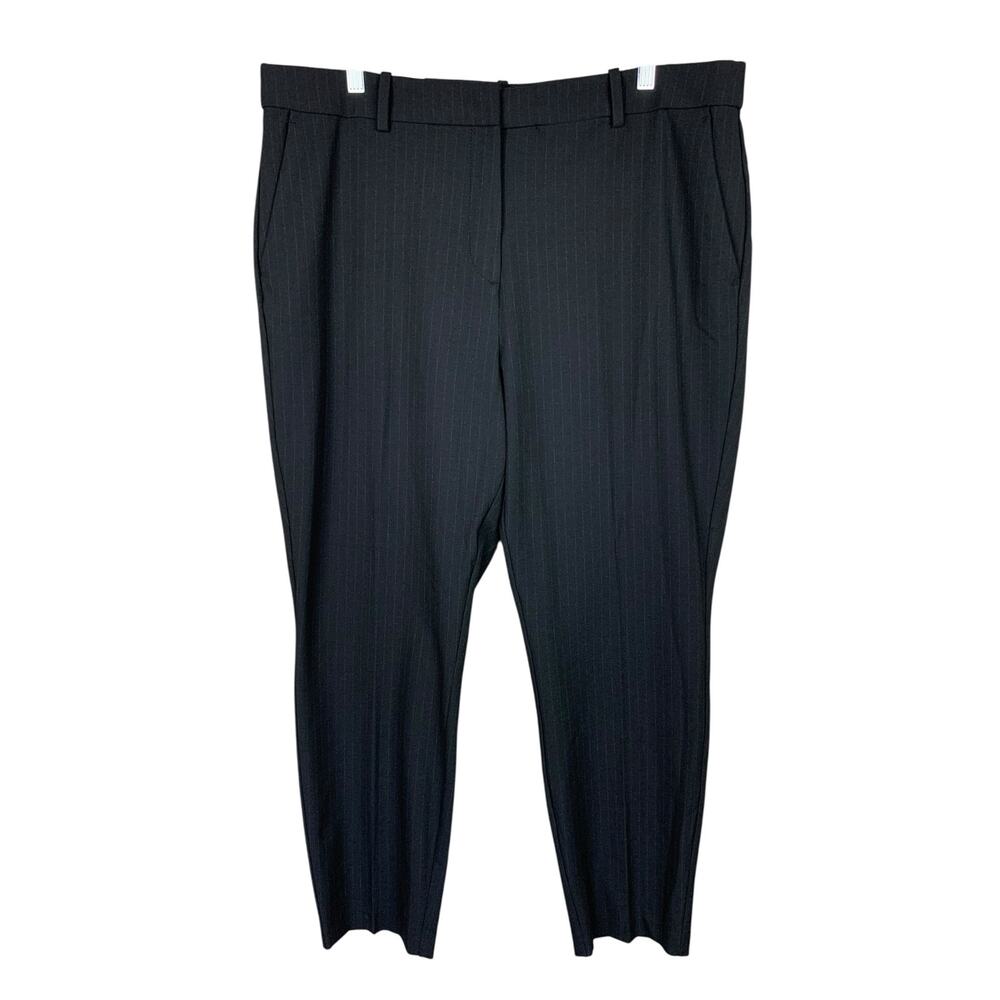 New H&M Elastic Waist Slacks Ankle Length Black Pinstripe Pants Women's 18